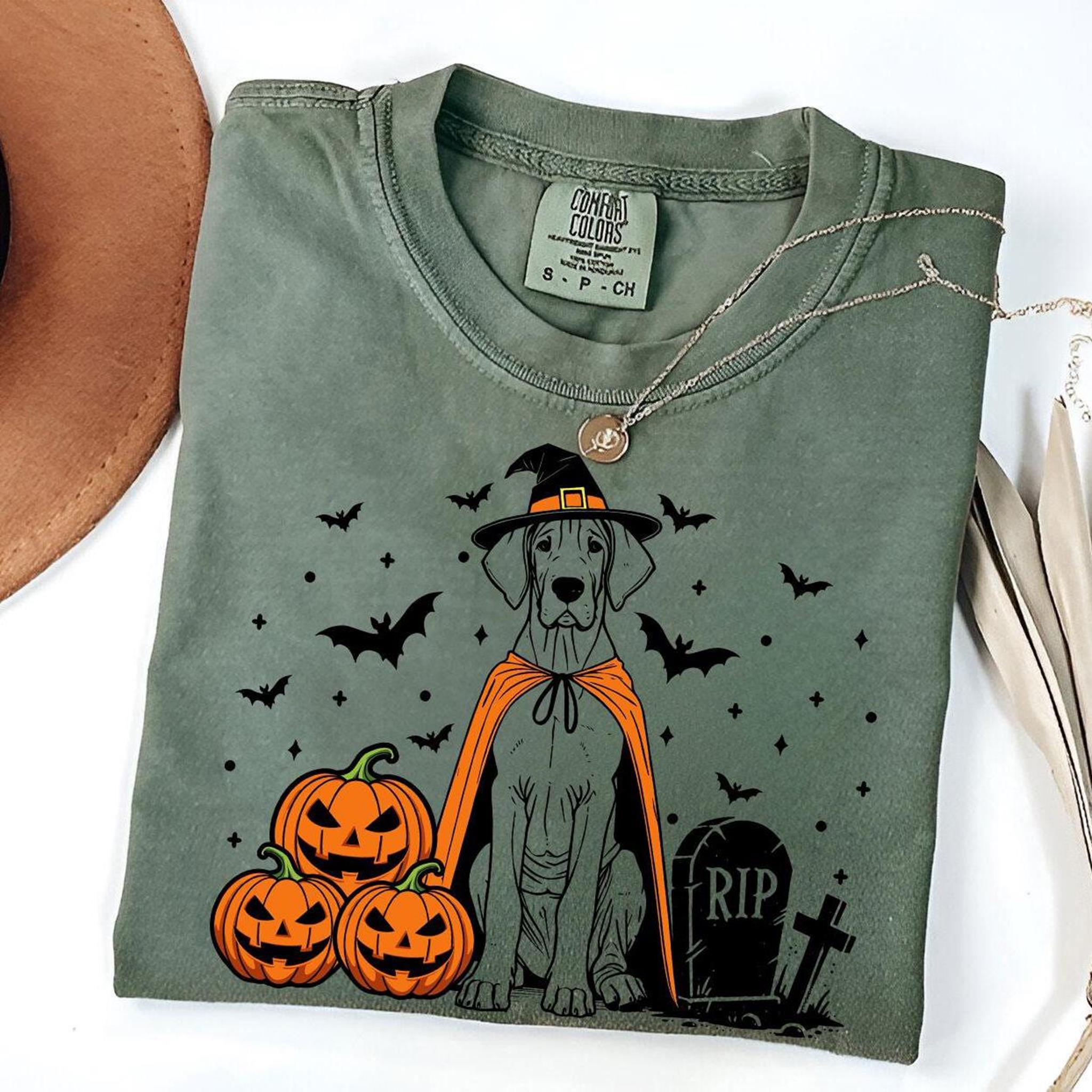 Comfort Colors Great Dane Halloween Shirt  Spooky Dane Witch T-Shirt  Pumpkin Great Dane